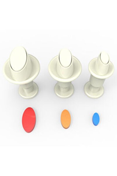 AGN STORE حاقن صغير بيضاوي مكون من 3 قطع (دفع) - قالب عجينة السكر والبسكويت