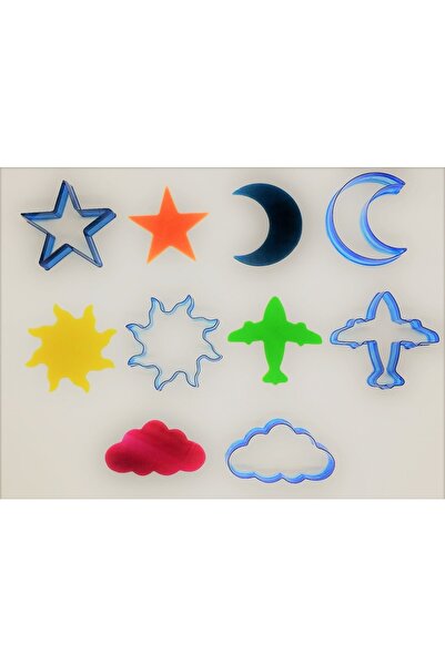 AGN STORE Gökyüzü 5'li Polikarbon Kopat Kurabiye Kalıbı Set - Yıldız, Ay, Gün...