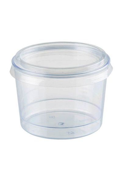14Süs Plastic Dessert Container Bowl Crystal 250 Cc with Lid 10 Pieces
