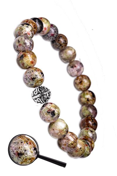 Tesbih Atölyesi Certified Aaa+ African Jasper Stone Bracelet - With Silver Device