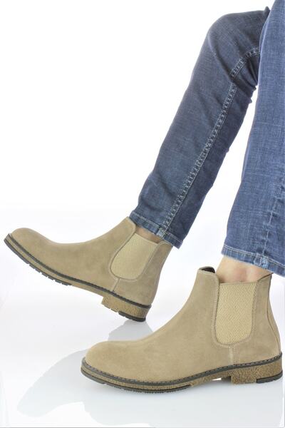 DOCKA Erkek Hakiki Deri Lastik Detaylı Süet Chelse Bot