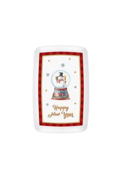 The Mia Globe New Year Themed Rectangular Serving Plate 34 X 25 Cm New033