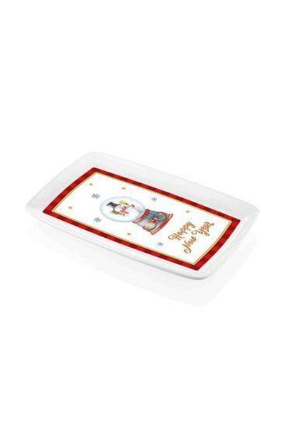 The Mia Globe New Year Themed Rectangular Serving Plate 34 X 25 Cm New033