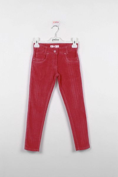 incity Girl's Skinny Leg Fuchsia Velvet Trousers