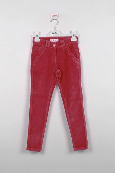 incity Girl's Skinny Leg Fuchsia Velvet Trousers
