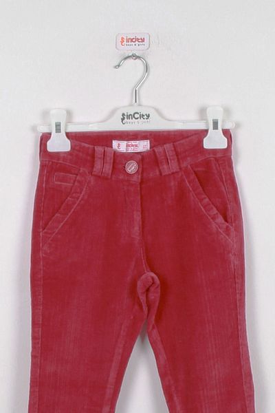 incity Girl's Skinny Leg Fuchsia Velvet Trousers