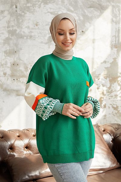 InStyle سترة تريكو بنمط عرقي من آرين - أخضر