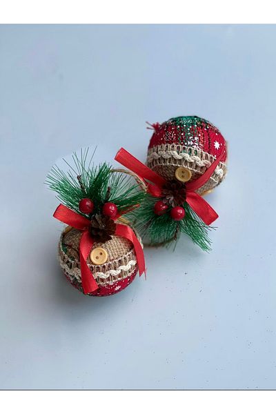 QUEEN AKSESUAR Imported Luxury Collectible New Year New Year 2-Piece Straw Plaid Cocina Pine Tree Ornament with Flowers