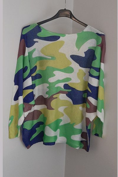 AYASOFYA OTANTIK Bluză de damă, verde italian, bleumarin, alb, camuflaj, cu mâneci liliac, mercerizată