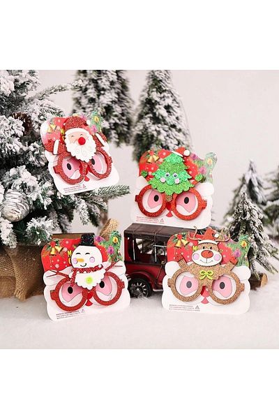 QUEEN AKSESUAR Cute Fun New Year Christmas Glasses Glittered Deer Glasses