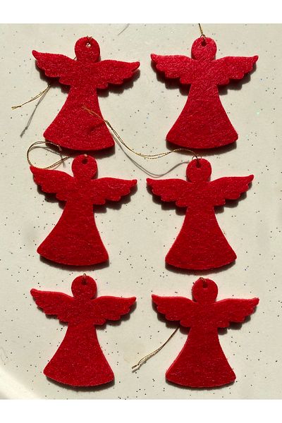 Mini Tasarım Atölyem Red Angel Christmas Tree Ornament Set
