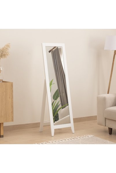 DFN WOOD 140x40 Cm Mdf Beyaz Ayaklı Boy Aynası
