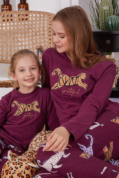 Argento Costum de pijama cu mânecă lungă pentru femei Grateful Purple