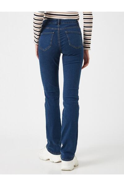 LİMABEL Cazul Spanish Lycra Colorfast Dark Blue Spanish Flare Leg Jean High Waist Denim Trousers