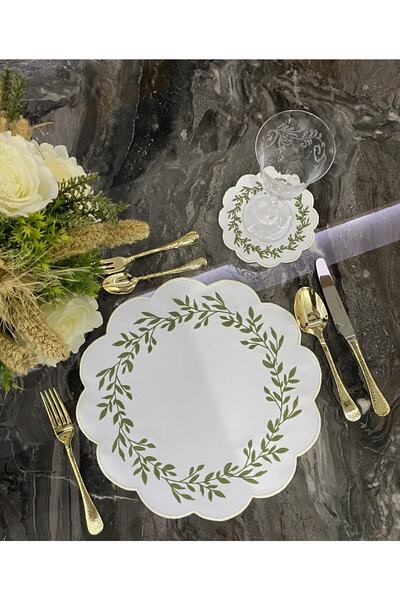 Soft Colours 4 Parça Nakışlı Supla Ve Kokteyl Peçetesi Seti