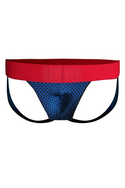 darkzone Jockstrap albastru cu model geometric cu spatele deschis pentru bărbați
