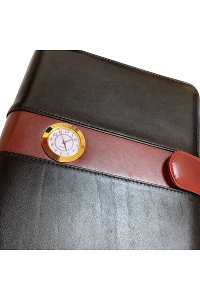 BON CARNET Acar γνήσιο δέρμα με πλήκτρα ρολογιού 18,5*23 cm 240 σελίδες Undated Planner Organizer Μαύρο-καφέ