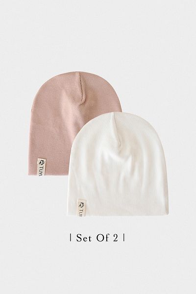 Doğan Collection Powder - Ecru 2-Piece Rib Beanie