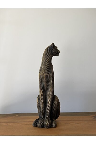 odka Dekoratif Puma Heykeli Siyah-gold Renk