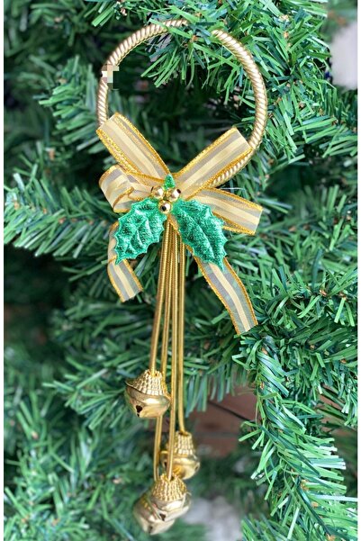 QUEEN AKSESUAR Yılbaşı Lüks Kapı Duvar Çam Ağacı Süsü Sarkıt Zilli Çelenk Süs...