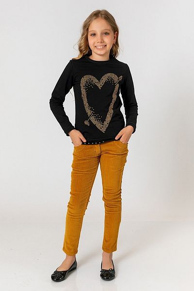 incity Girl's Skinny Leg Mustard Velvet Trousers