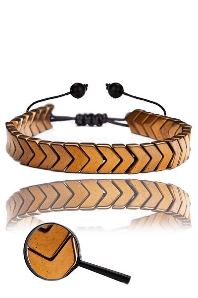 Tesbih Atölyesi Certified Arrow Sergeant Cut Rose Hematite Stone Bracelet - Tarnish Resistant