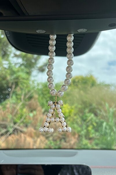 TASARIM ARABAM ATİKE ELİF AKIN زخرفة مرآة الرؤية الخلفية مع اللؤلؤ وحرف A صغير