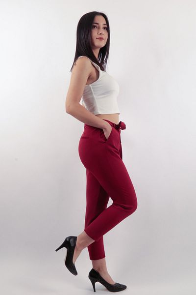 VERA LİFE Women's Lycra Fabric Trousers with Rope Belt