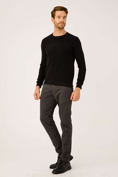 İgs Ανδρικό πλεκτό μαύρο Standard Crew Neck