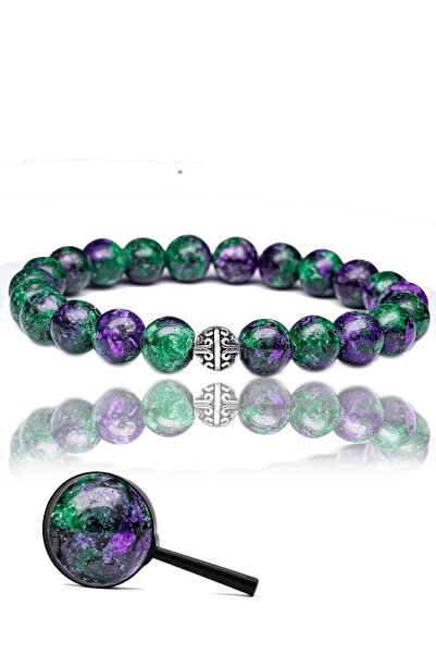 Tesbih Atölyesi Sertifikalı Gerçek Anyolit - Ruby Yakutlu Zoisite Taşı Bilekl...