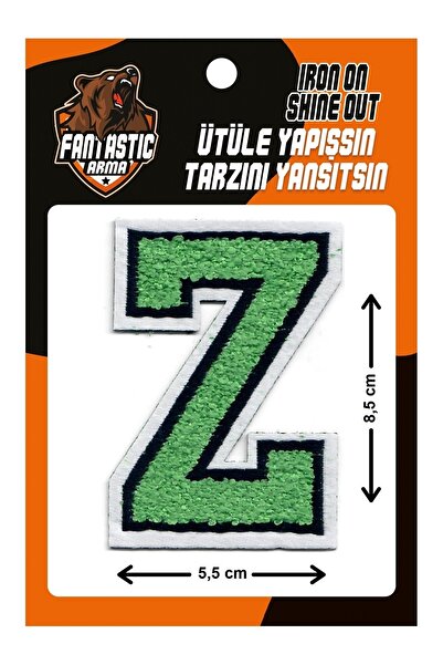 FANTASTIC ARMA Pluș țesut care se lipsește cu fier de călcat, colegiu, perforare, literă, verde, model Z Arma