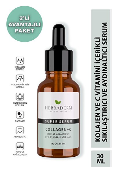 Herbaderm Süper Serum (COLLAGEN C MARİNE KOLAJEN %3 3-O-ASKORBİK ASİT % 0,5) Sık. Ve Ayd. 30 ml X2