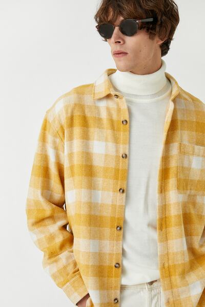 Koton Férfi sárga kockás ing 3WAM60012HW