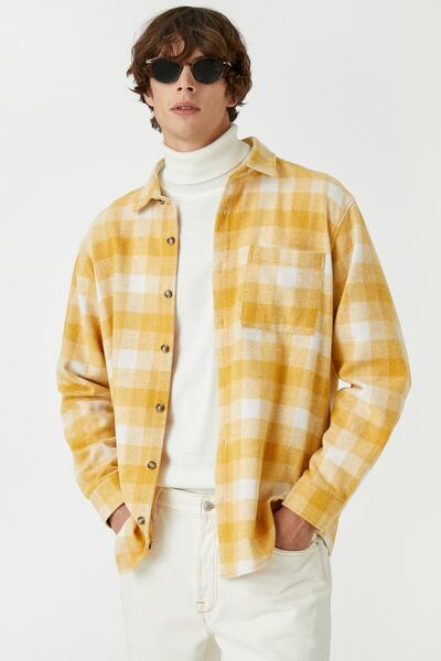Koton Férfi sárga kockás ing 3WAM60012HW