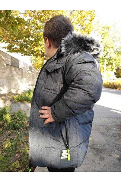 MODA ARPOL 9-16 Yaş Içi Polar Kapüşonu Tüylü Erkek Çocuk Kalın Mont