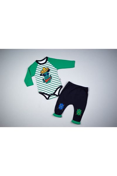 Necix's Cactus Figured Green Baby Set with Badi