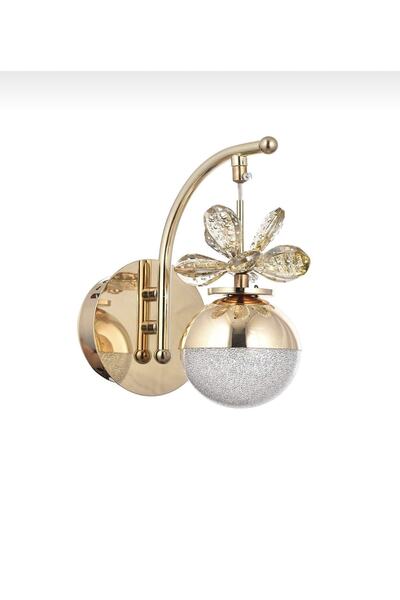 burenze Modern Kristal Taşlı Led Aplik Gold Sarı