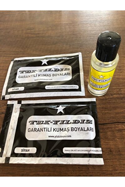 TunahanHobi Kumaş Boyası Siyah 2 Paket + Fiske Sabitleştirici 1 Paket