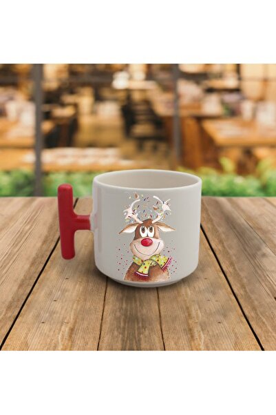 Kumbara Hediyelik Handmade Red Christmas Themed t Mug, Special Gift Option fo...