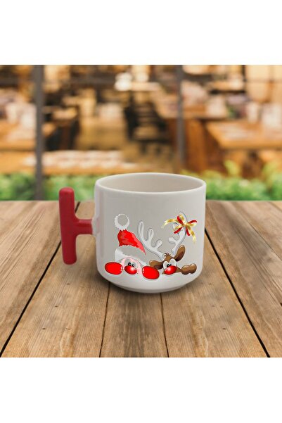 Genel Markalar Yılbaşı ve Noel temalı el yapımı kırmızı T-shirt, şık ve özel ...