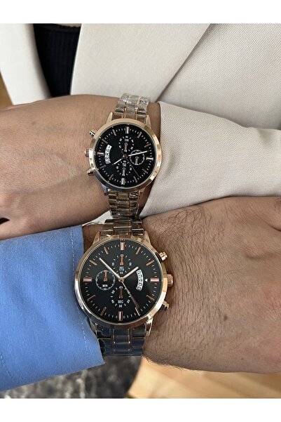 İSTLİV " Çift Saat"/ " Sevgili Saatleri " Metal Kordon Analog Takvimli Kol Sa...