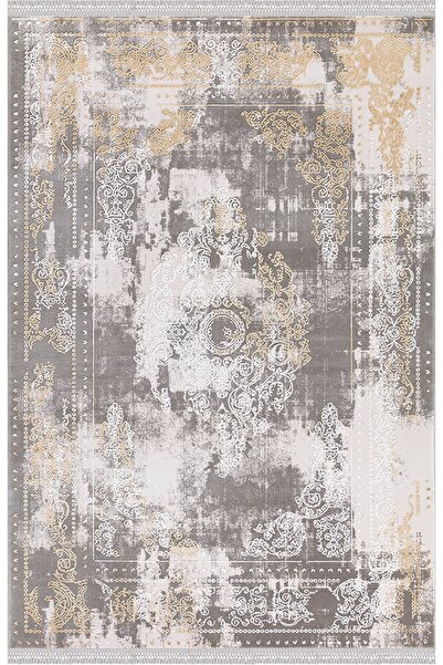 İpek Halı Blossom 13405 Bambu Halı Gri Sarı