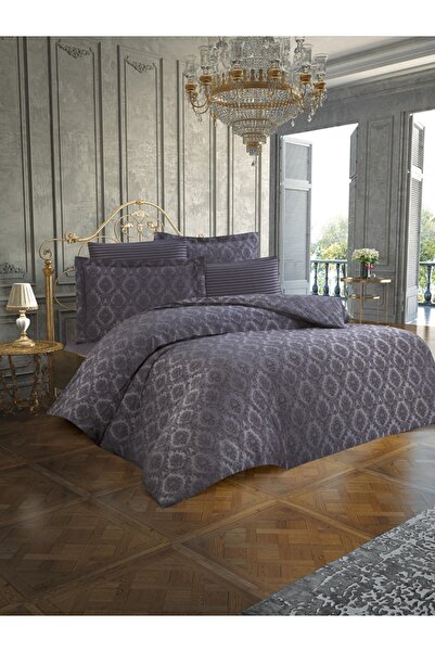 Finezza Монако Бамбукова жакардова тъкан Тъмносив комплект за двойно легло 6 ...