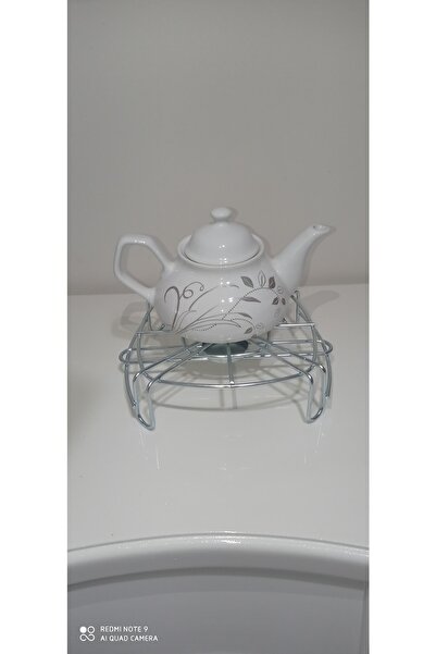 HOMETRENDY Isıtıcılı Nihale Yemeği Çayı Soğutmaz Mumlu Nihale Çaydanlık Altlığı Krom