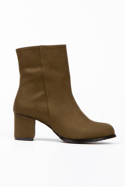 irmona Μποτάκια Feli Khaki Luxury Suede με χοντρό τακούνι