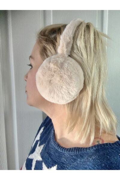 Mingy Uniseks Krem Renk Soğuktan Koruyucu Soft Tüylü Peluş Kışlık Kulaklık