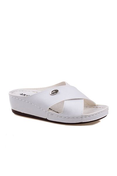 ARYAN Papuci de damă Cross White