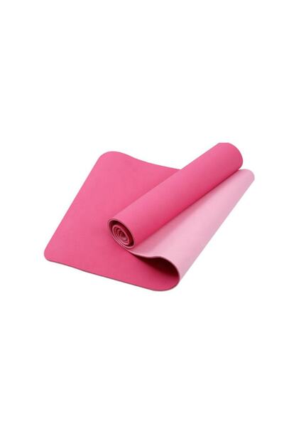 TPE Pilates Yoga Mat 6 Mm, Dual Color Yoga Mat with Carrying Case Pink