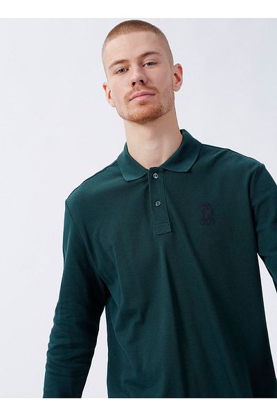 U.S. Polo Assn. Мъжки суитшърт с поло яка, тъмнозелен, Tp01sk022