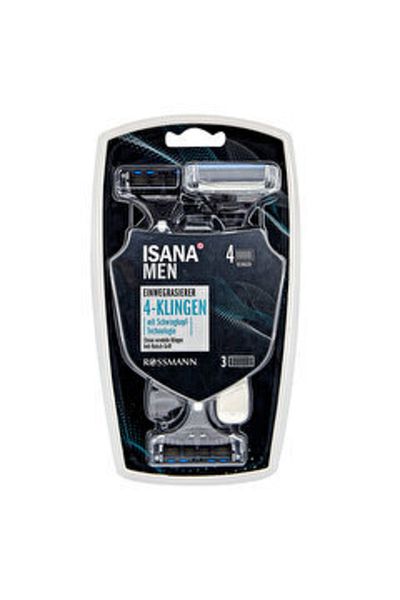 ISANA MEN 3 Pieces Sensitive Skin Razor with 4 Blades